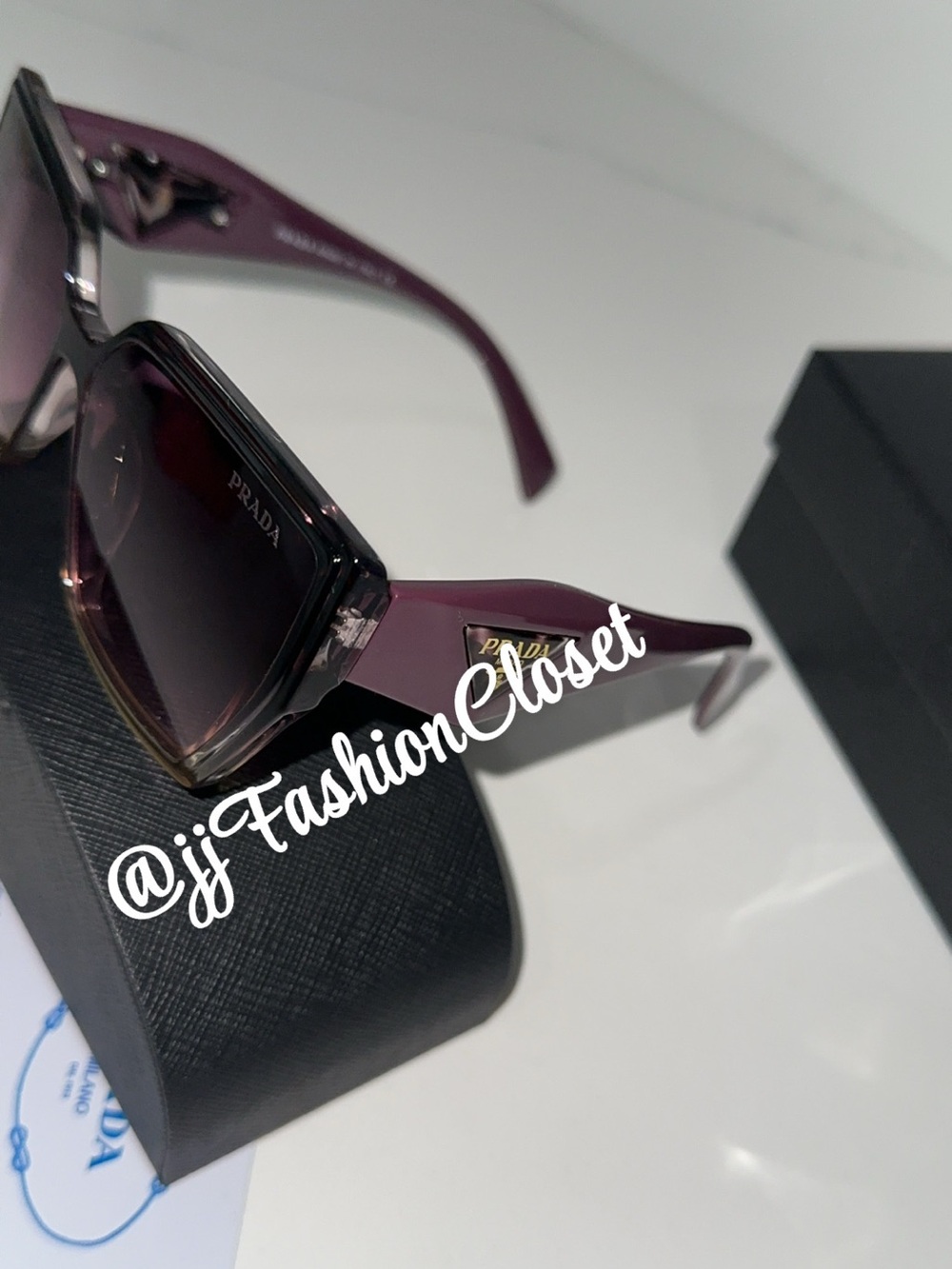 Purple P R A Gradient Oversized Square Sunglasses